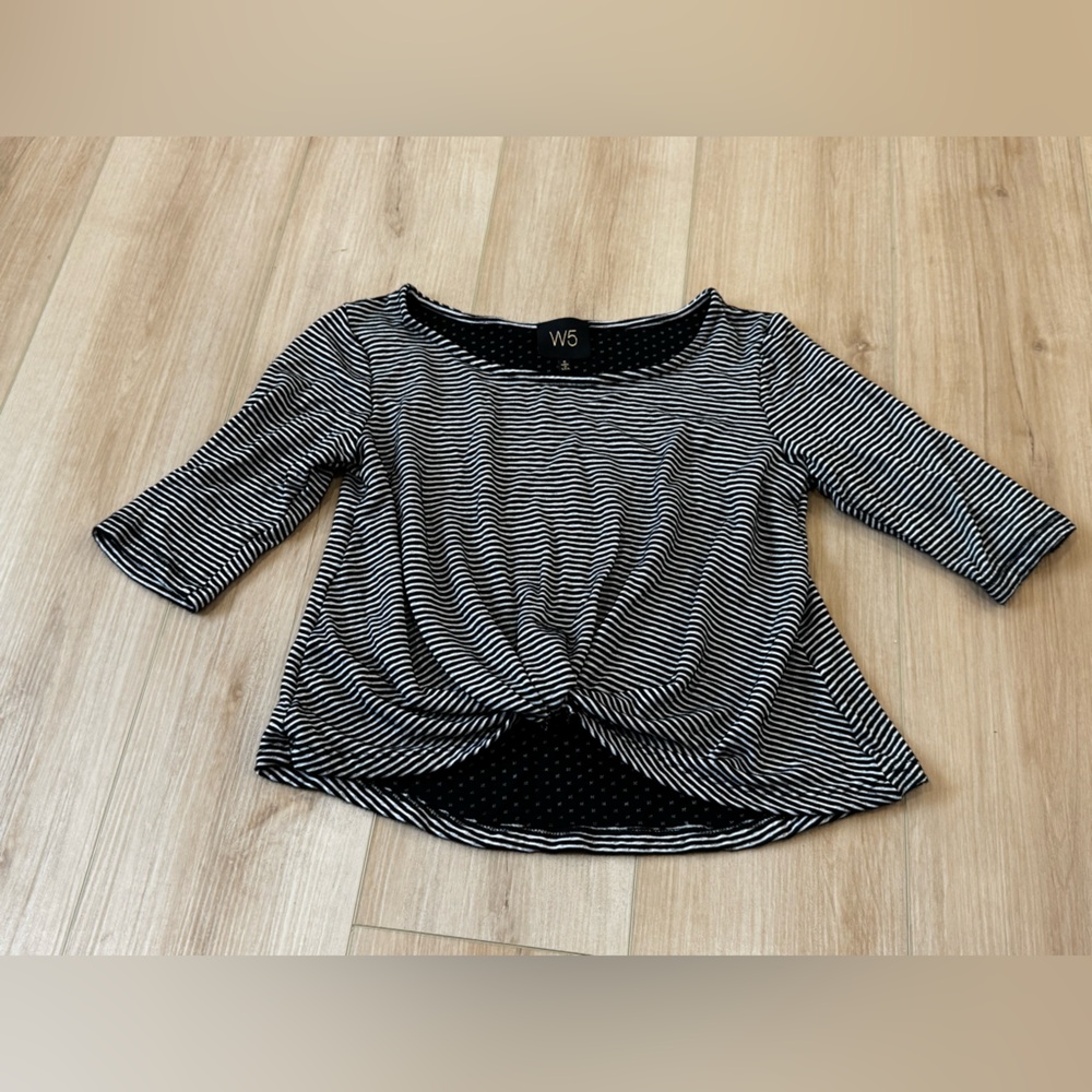 W5 by Anthropologie Black & White Striped Top | Size S